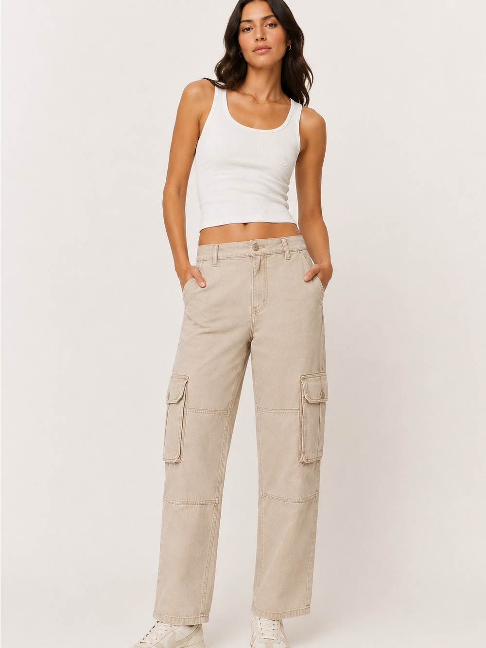 Aritzia TNA Troop Cargo Pant Utility Cargo Size 6 Beige